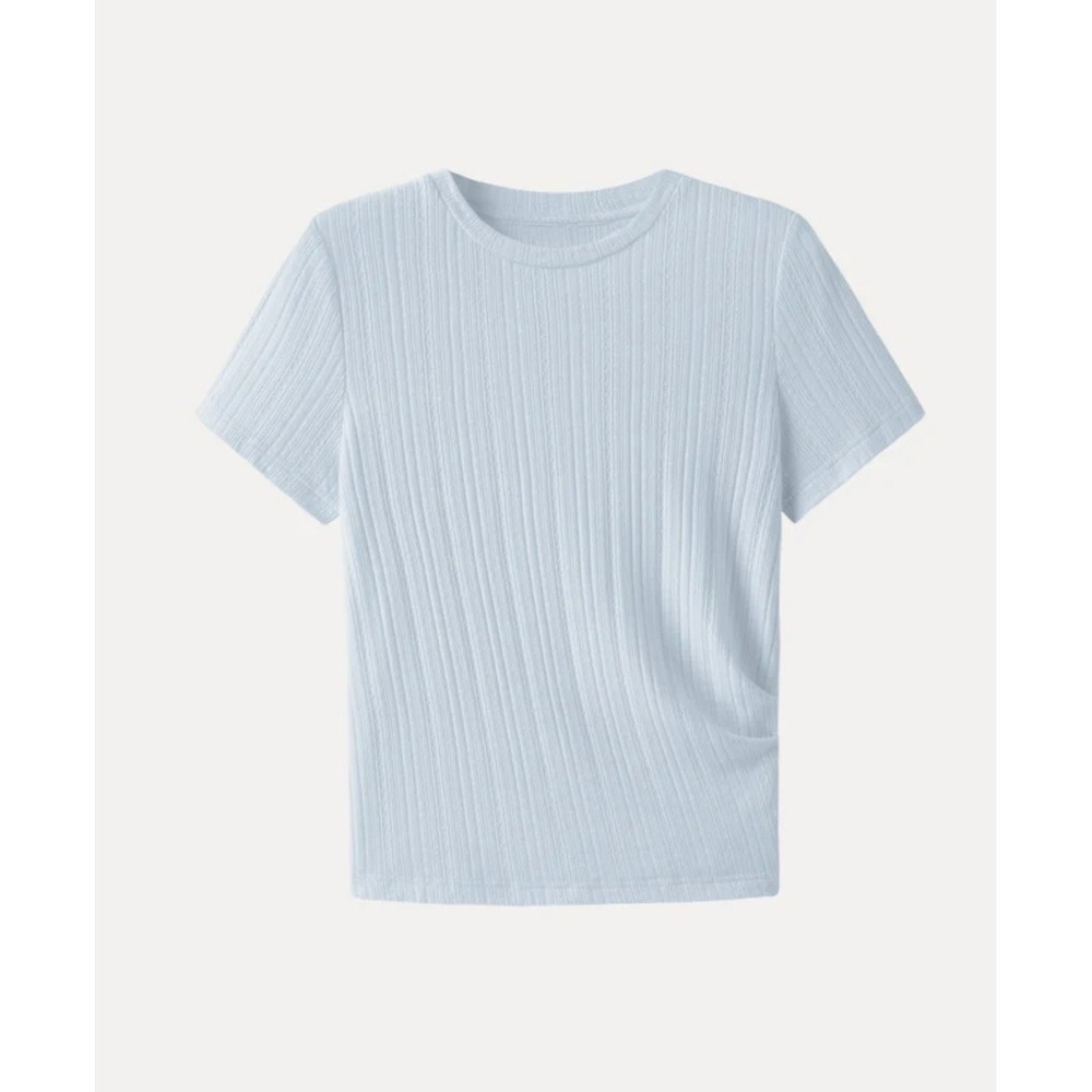 OGL‎ Viscose Blend Pointelle Tucked Short Sleeve Summer Tee large NWT
